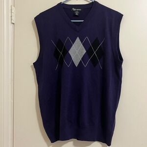 Vtg CM Exposure Mens Argyle Sweater Vest Large Dark Academia Normcore Ivy League